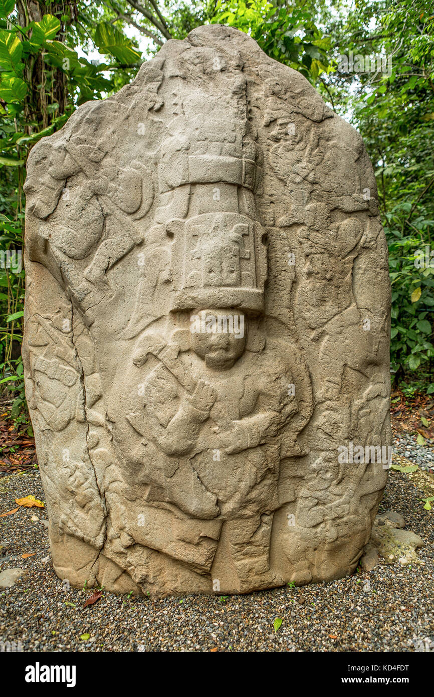 pre-hispanic olmec stone altar in the La Venta archeological park in Villahermosa Mexico Stock Photo