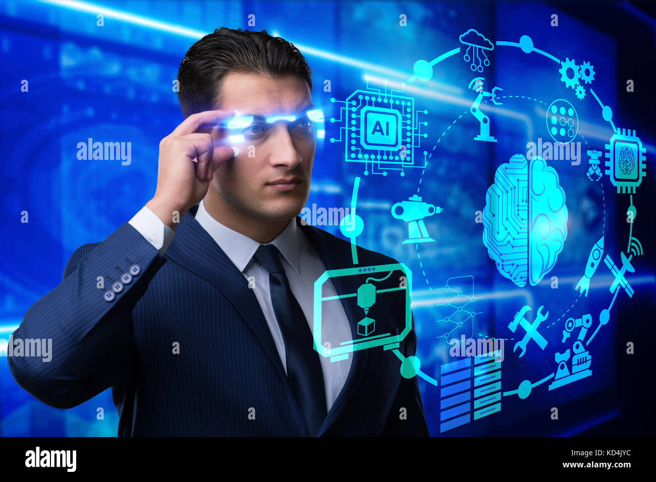 Artificial intelligence concept with businessman Stock Photo - Alamy