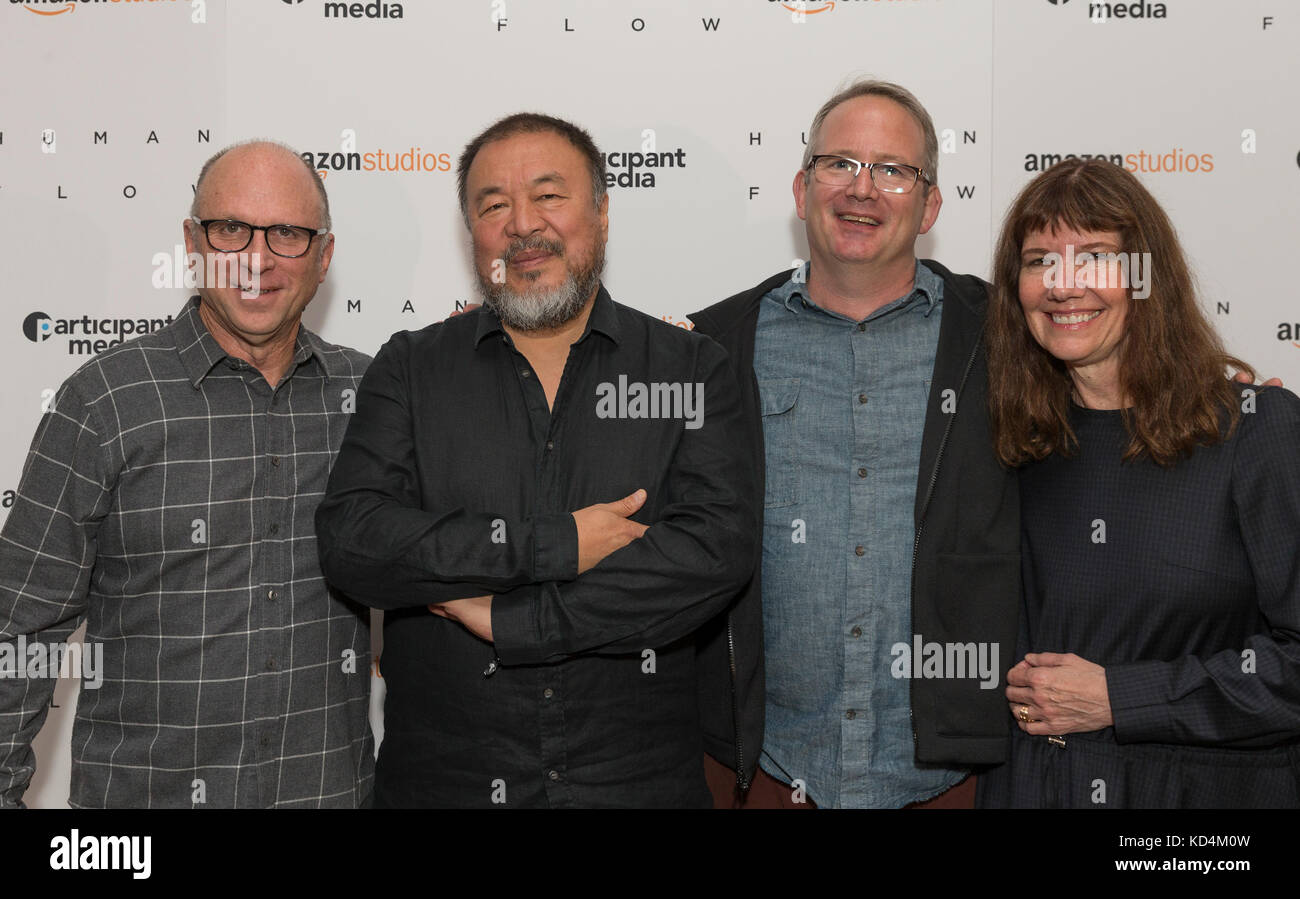 Bob Berney, Ai Weiwei, Ray Price,Diane Weyermann attend Human Flow special screening at The Whitby hotel (Photo by Lev Radin/Pacific Press) Stock Photo