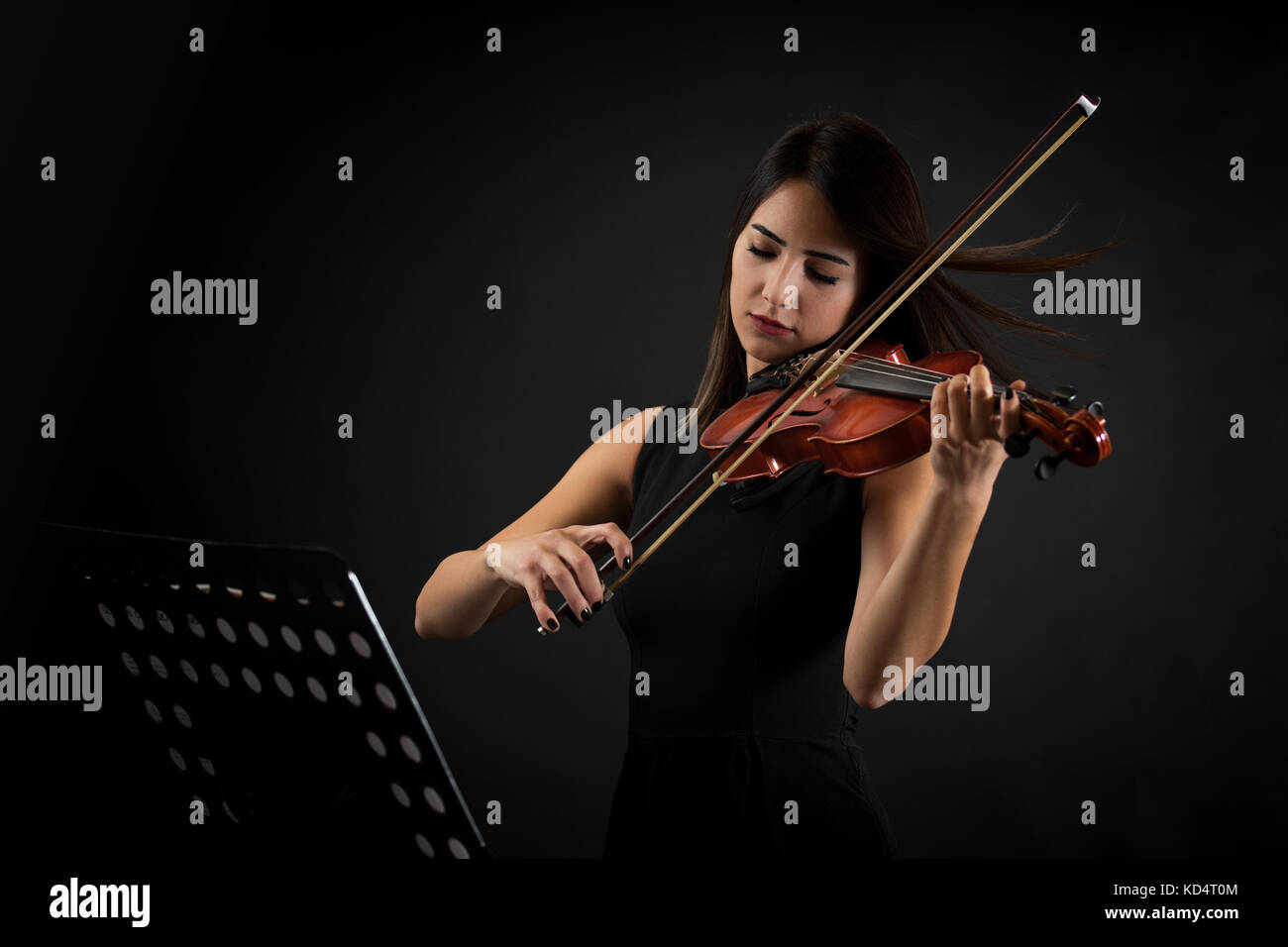 Beautiful Violinist Woman Stock Photo