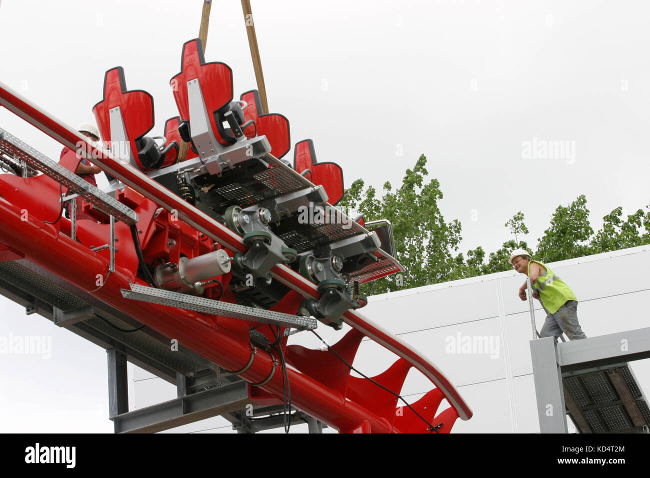The G Force roller coaster under construction at Drayton Manor Park, Staffordshire Stock Photo