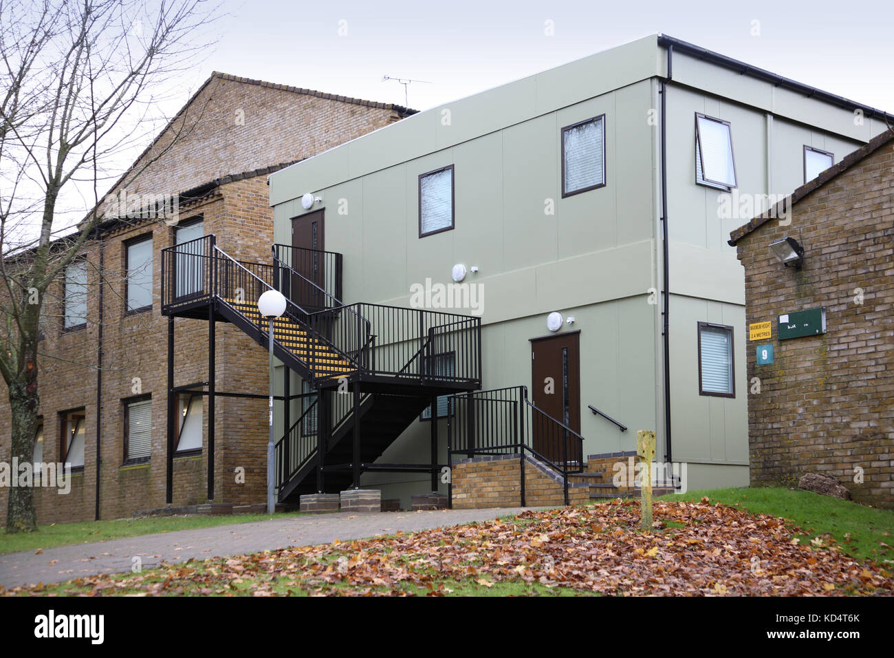 Exterior of a new office extension/classroom block, built using modular