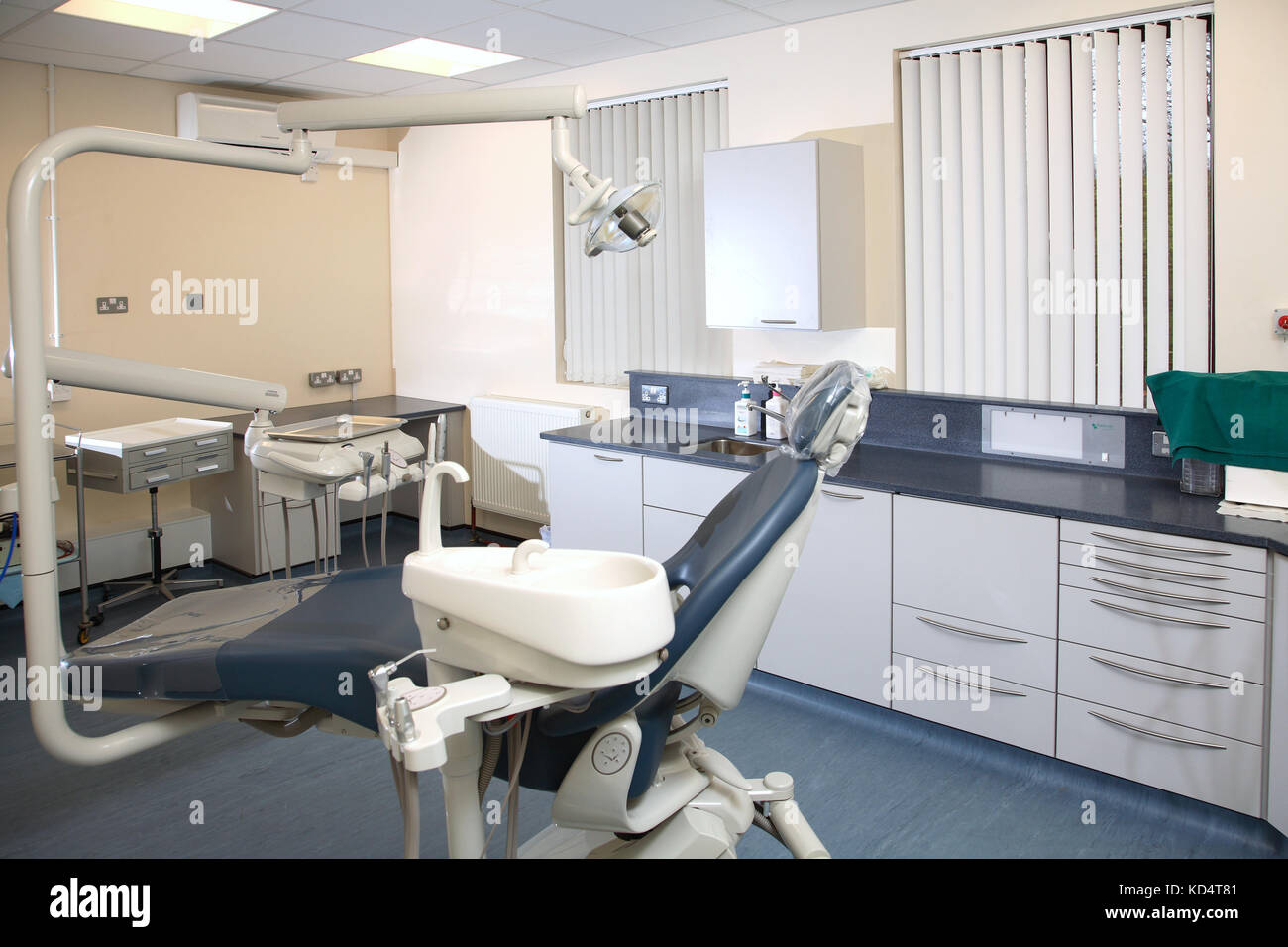 Interior of a new dentists treatment room in a UK health centre built