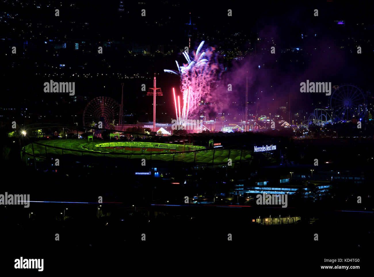 Stuttgart/Germany September 10, 2017: Cannstatt Wasen with firework Stock Photo