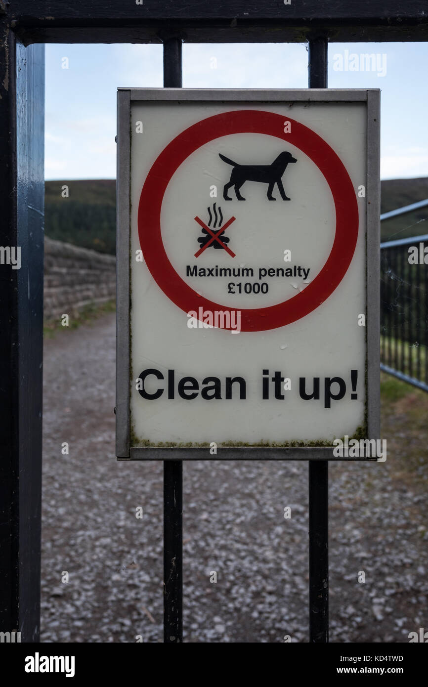 Clean it up after your dog sign with penalty notice Stock Photo