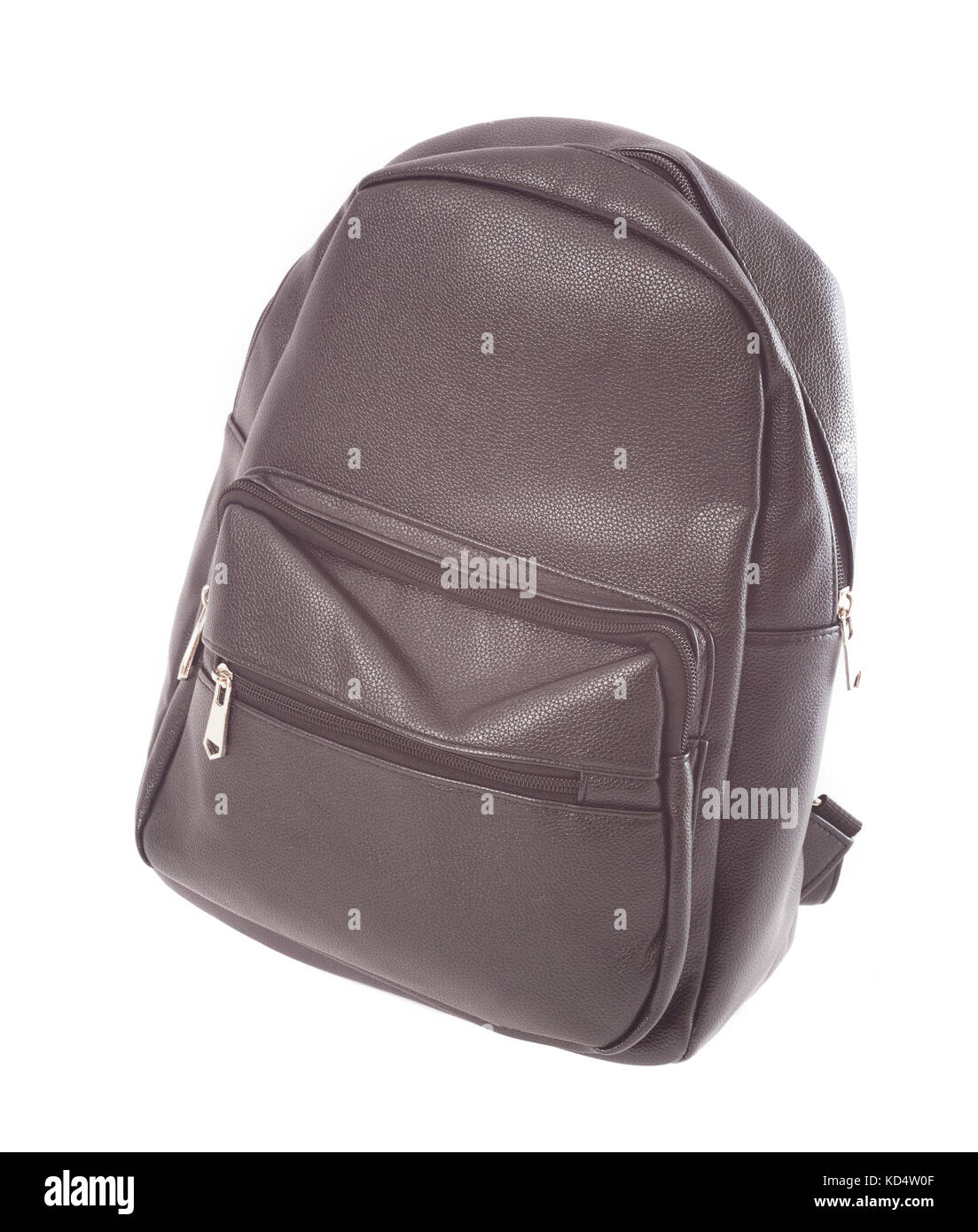 black leather backpack details on white Stock Photo Alamy