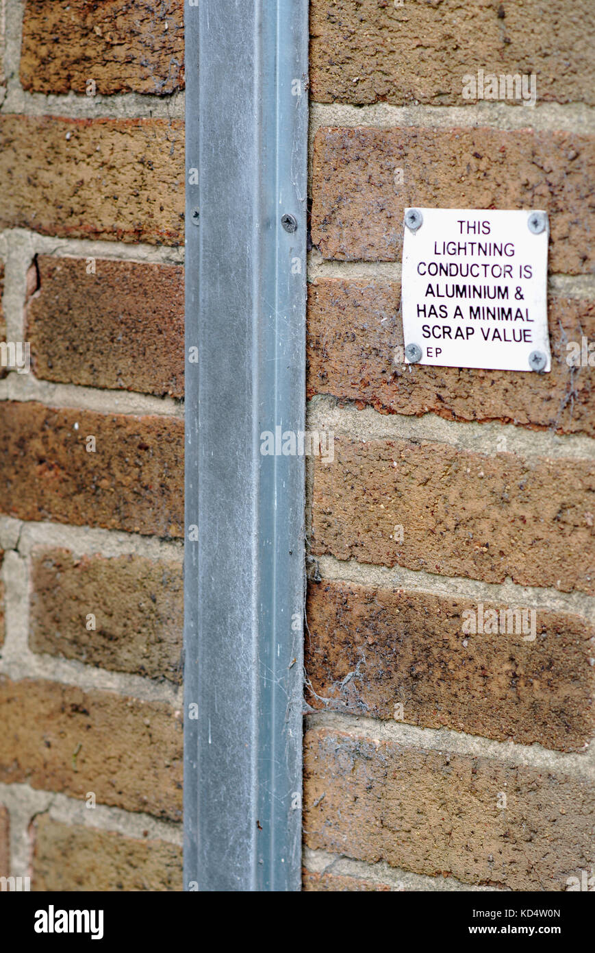 Non-copper (aluminium) lightning conductor Stock Photo