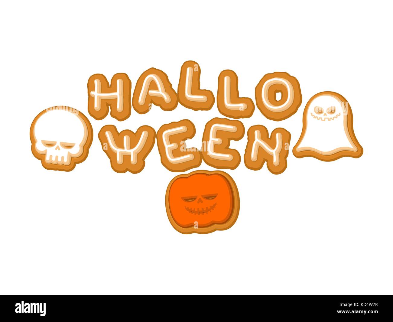 Halloween cookie lettering symbol. Typography of cookies letters