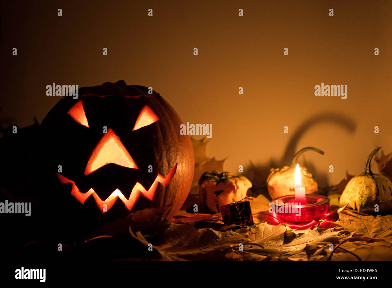 Halloween pumpkin head jack lantern with scary evil faces spooky ...