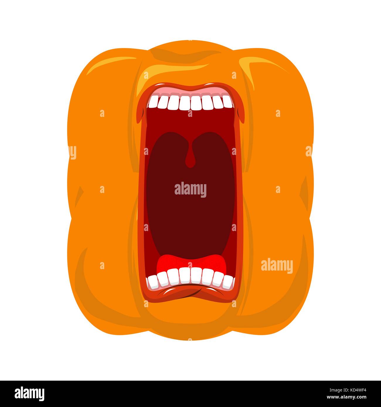 Pumpkin screams  open mouth for Halloween. pumpkin shout. Vector illustration Stock Vector