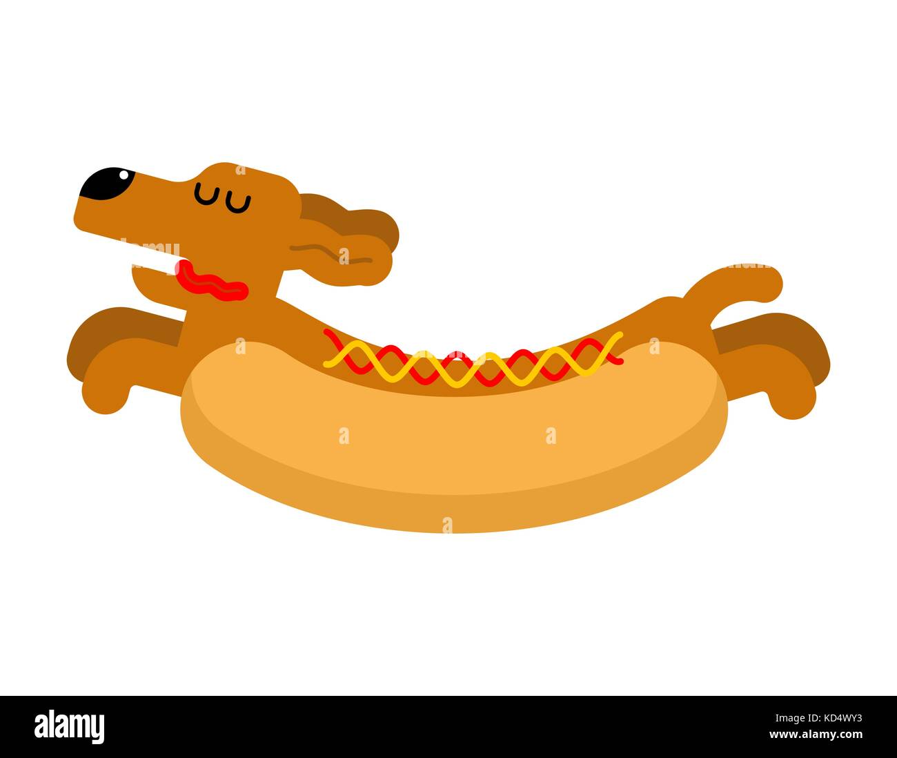 Hot dog dachshund. Pet Animal Hotdog. Vector illustration Stock