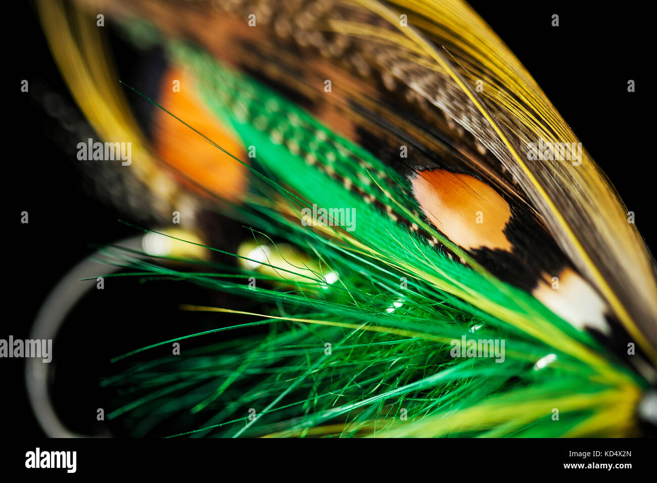 A 'fully dressed' traditional hand tied salmon fly Stock Photo Alamy