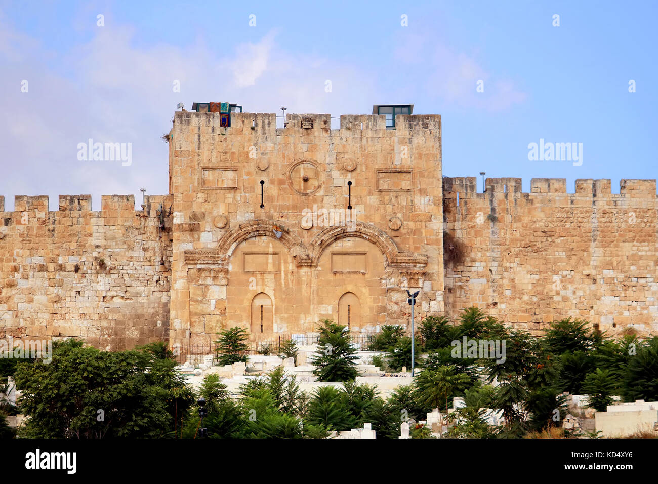 The Golden Gate or Gate of Mercy on the east-side of the Temple Mount of the Old City of Jerusalem, Israel Stock Photo