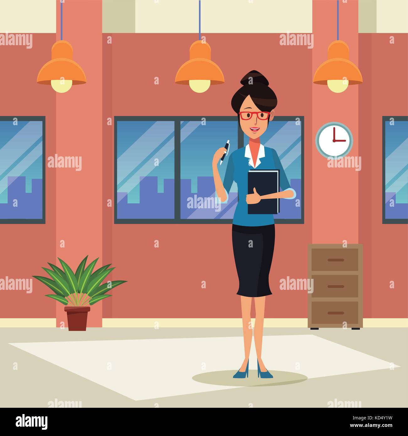 Business woman in office Stock Vector Image & Art - Alamy