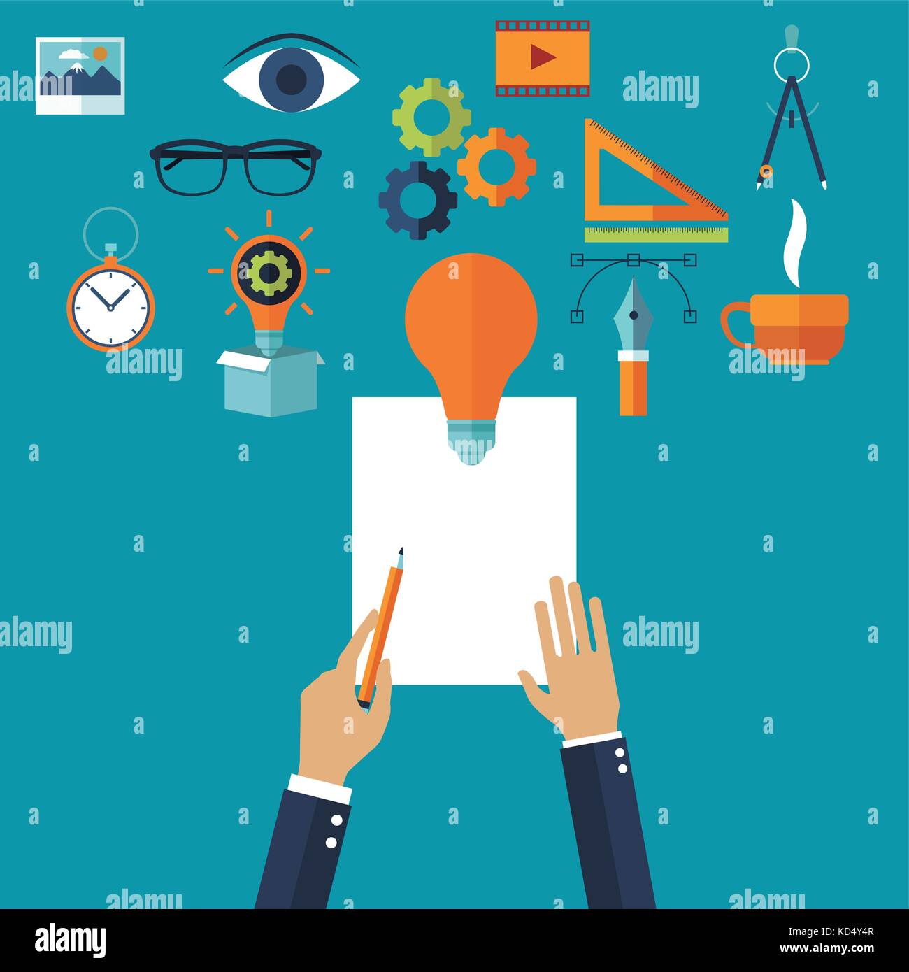 Using Hands In Process Hands in creative process Stock Vector Image & Art - Alamy