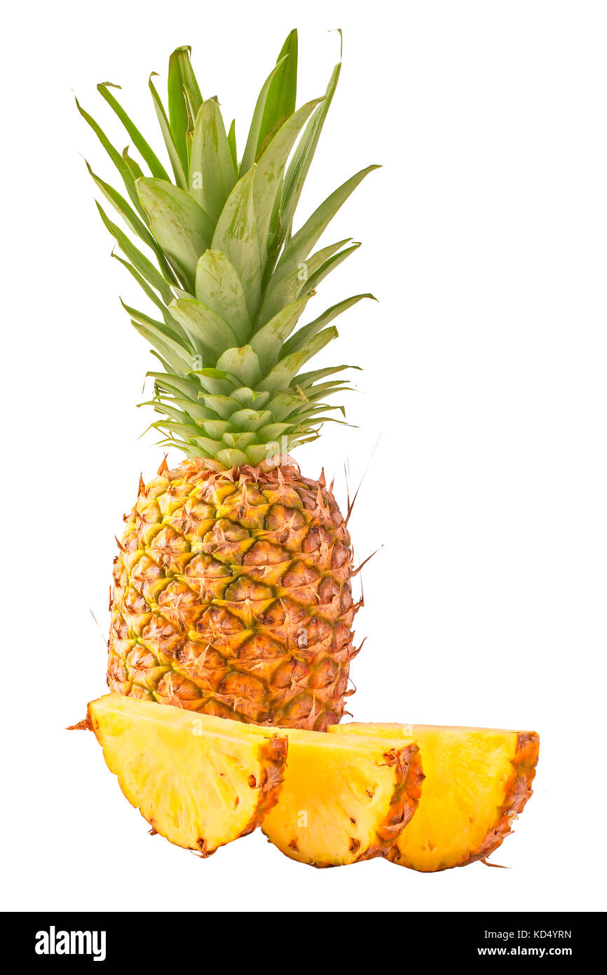 Isolated tropical fruits. Pineapple solated on white background with clipping path. Stock Photo
