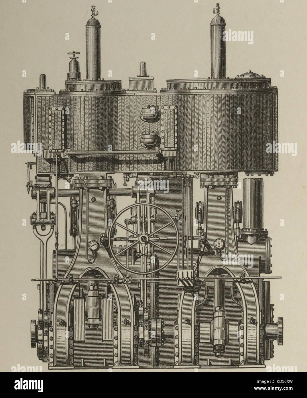 High and low pressure cylinders of the 'Campania's' Engines - circa 1890 Stock Photo
