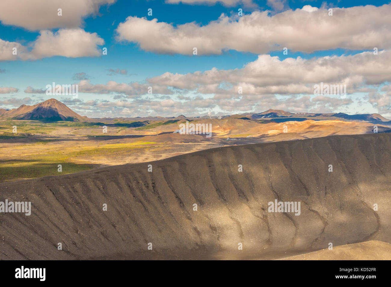 View from top of hverfjall volcano - Iceland. Myvatn area. Stock Photo