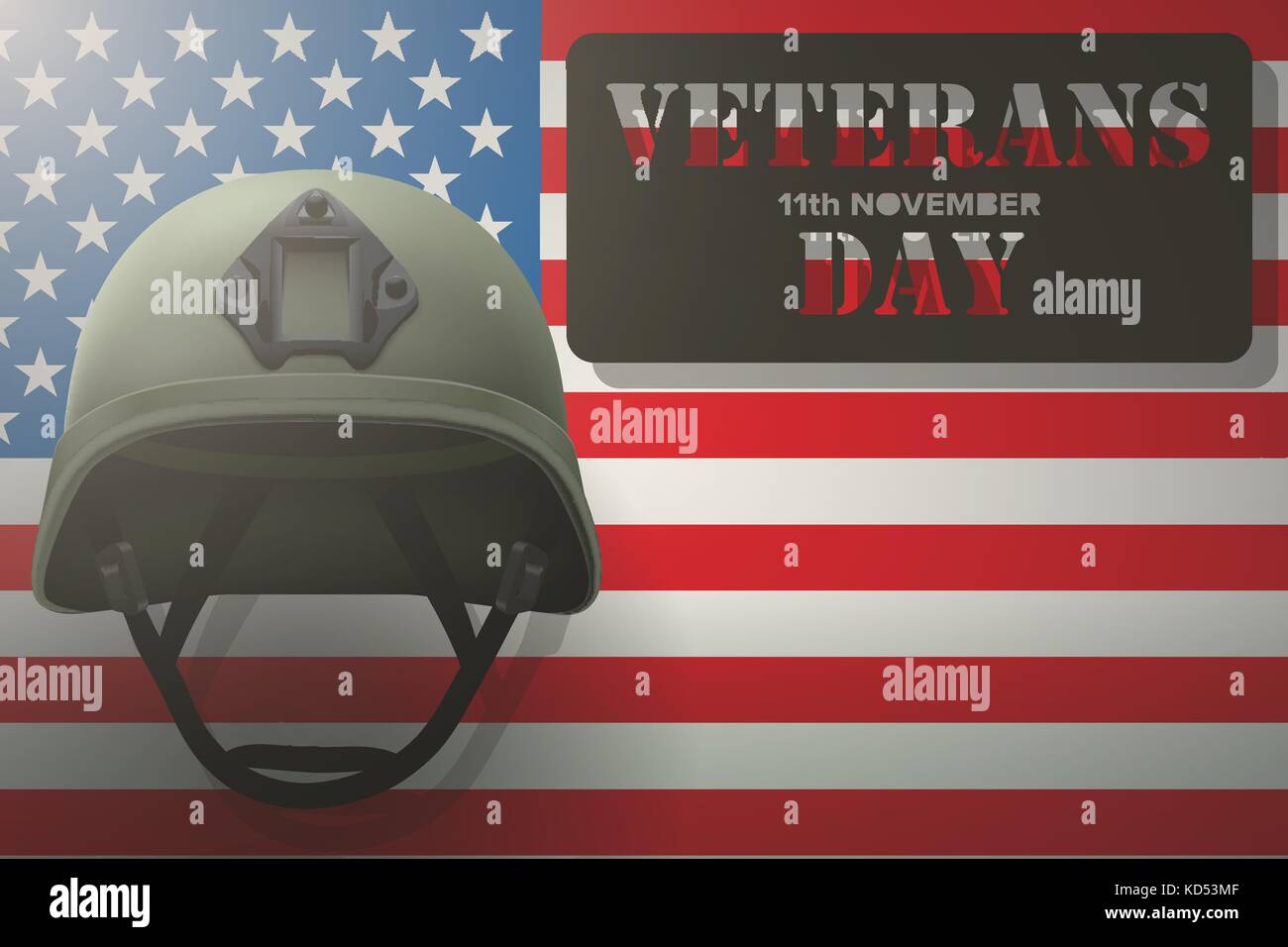 American Flag and Veterans Helmet Stock Vector