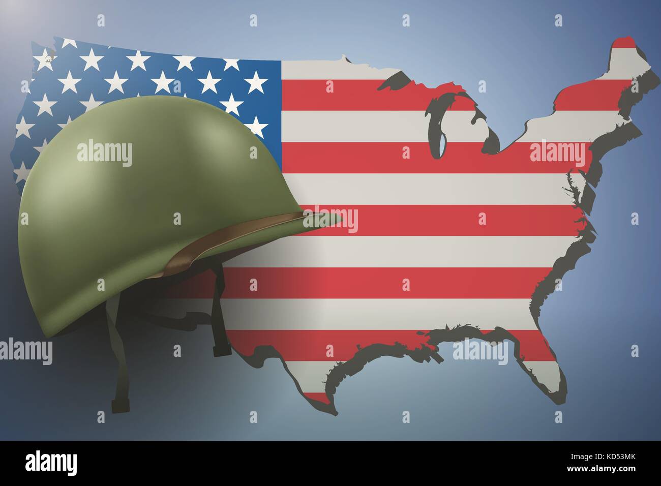 American Flag and Military Helmet Stock Vector