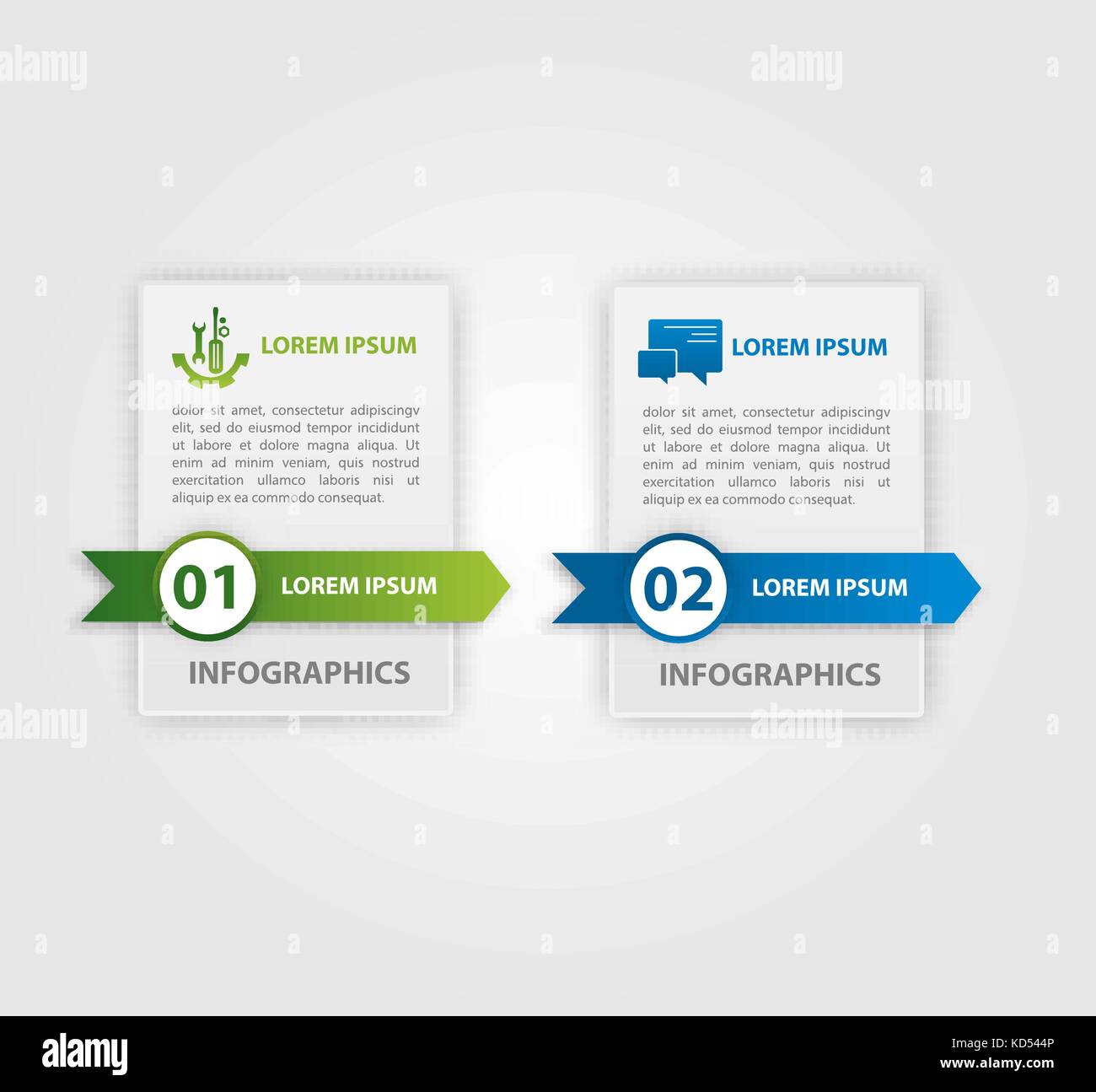 Vector illustration. An infographic template with 2 steps and an image ...