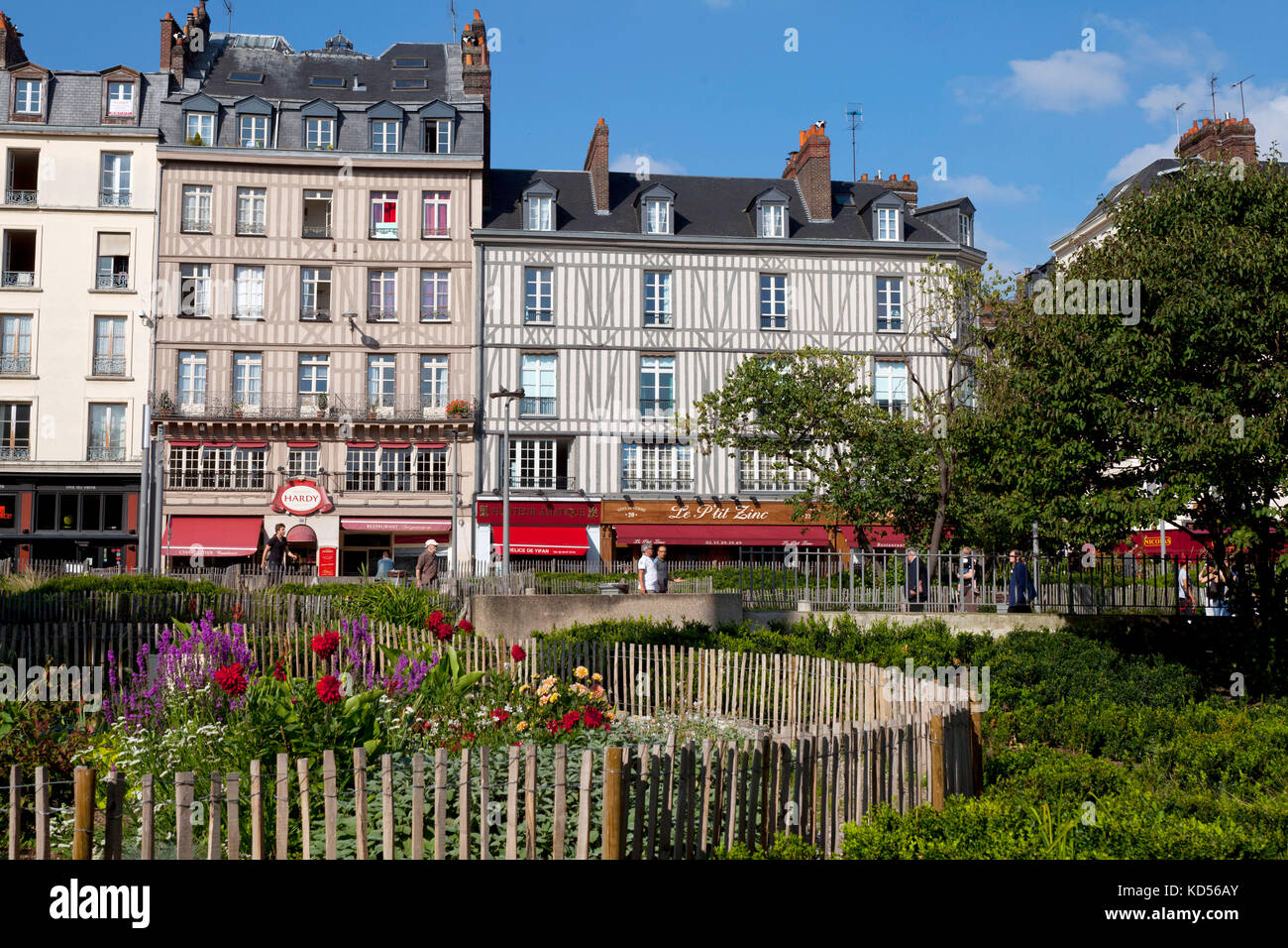 Rouen (northern France): facade of half-timbered houses in the square 'place du vieux marche' in the Old Town (not available for postcard production) Stock Photo