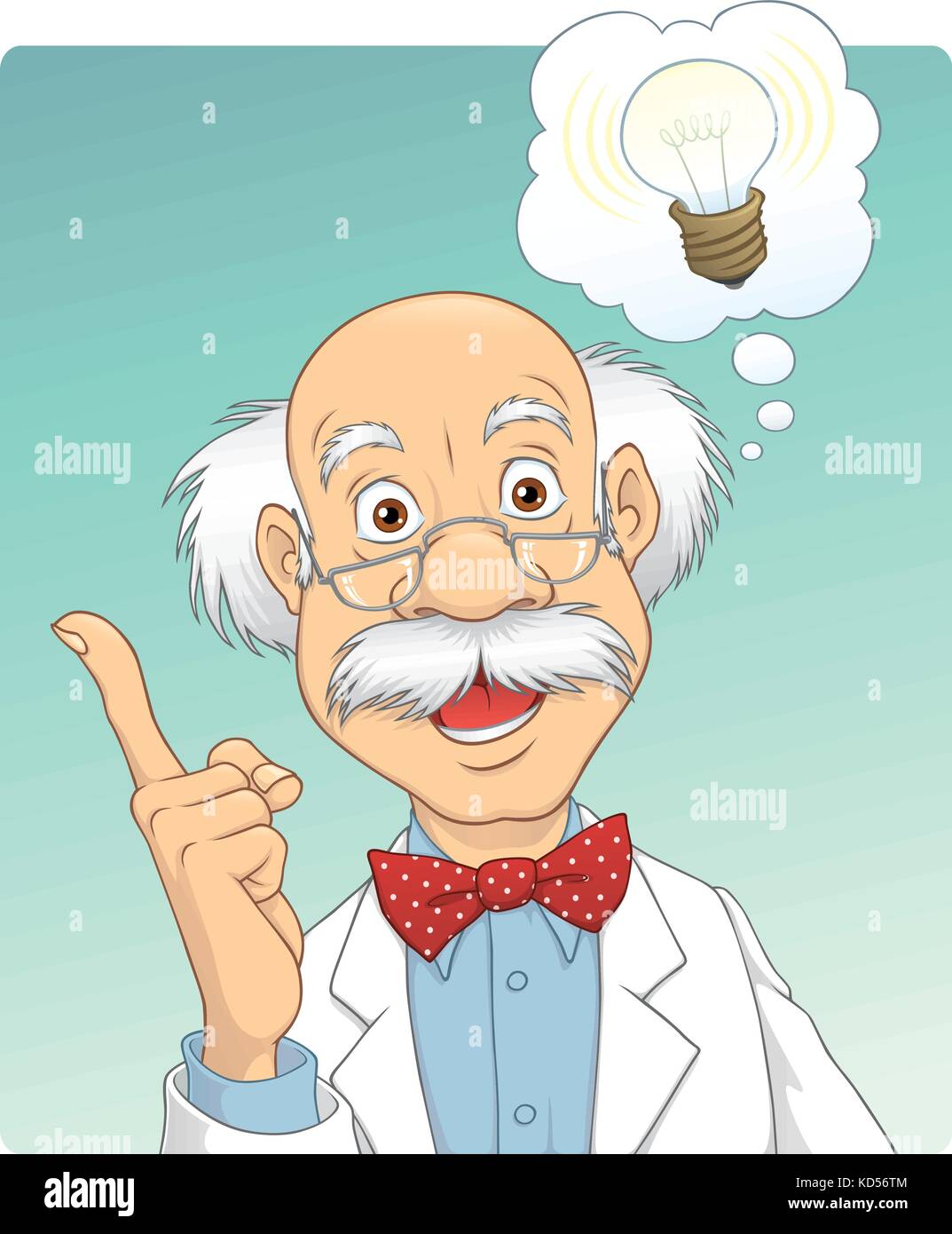 Vector cartoon of a scientist who just got a brilliant idea Stock Vector