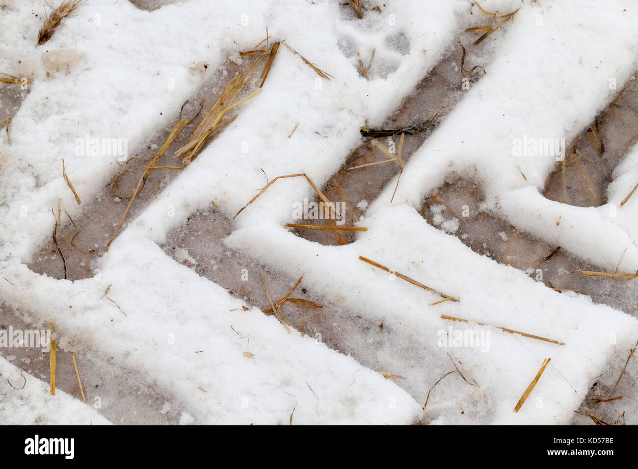 Traces of the car on the snow Stock Photo - Alamy