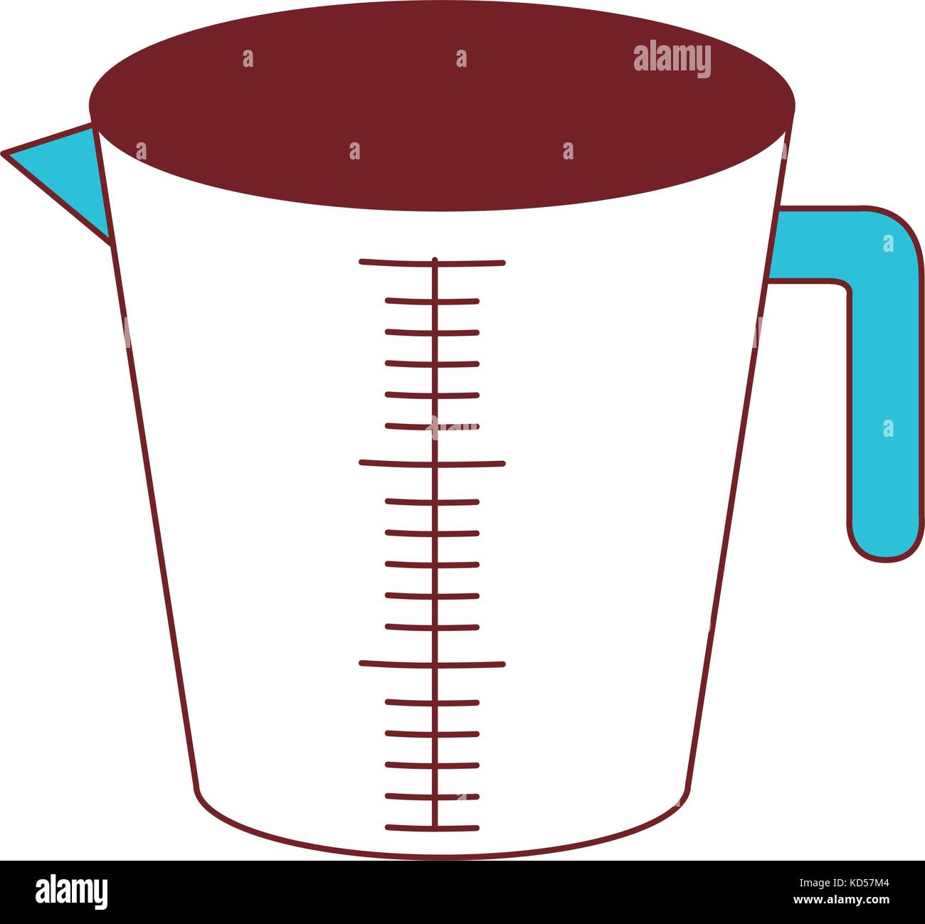 jar with handle and measure scale color sections silhouette Stock