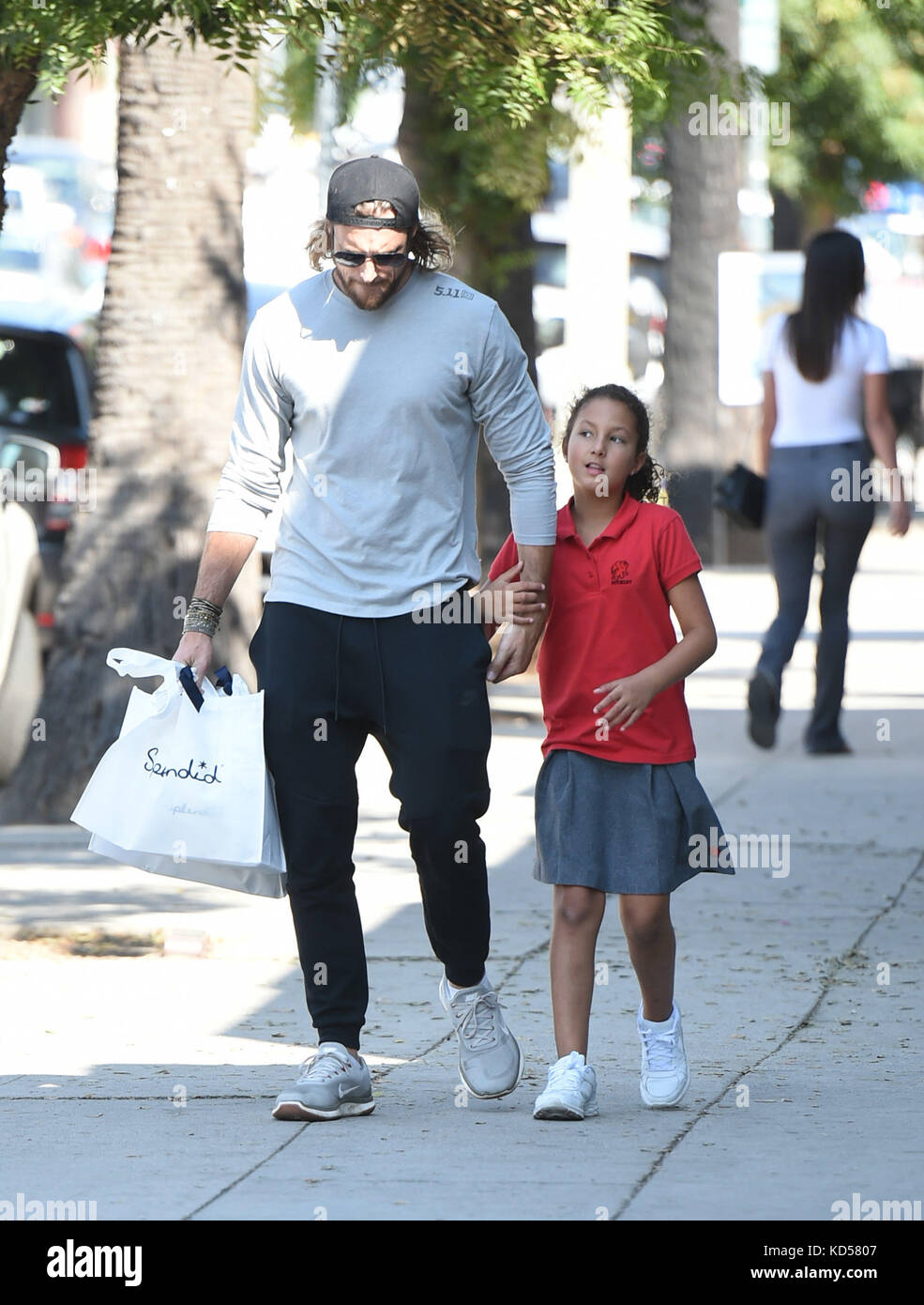 Gabriel Aubry and his daughter Nahla Aubry go shopping at Splendid