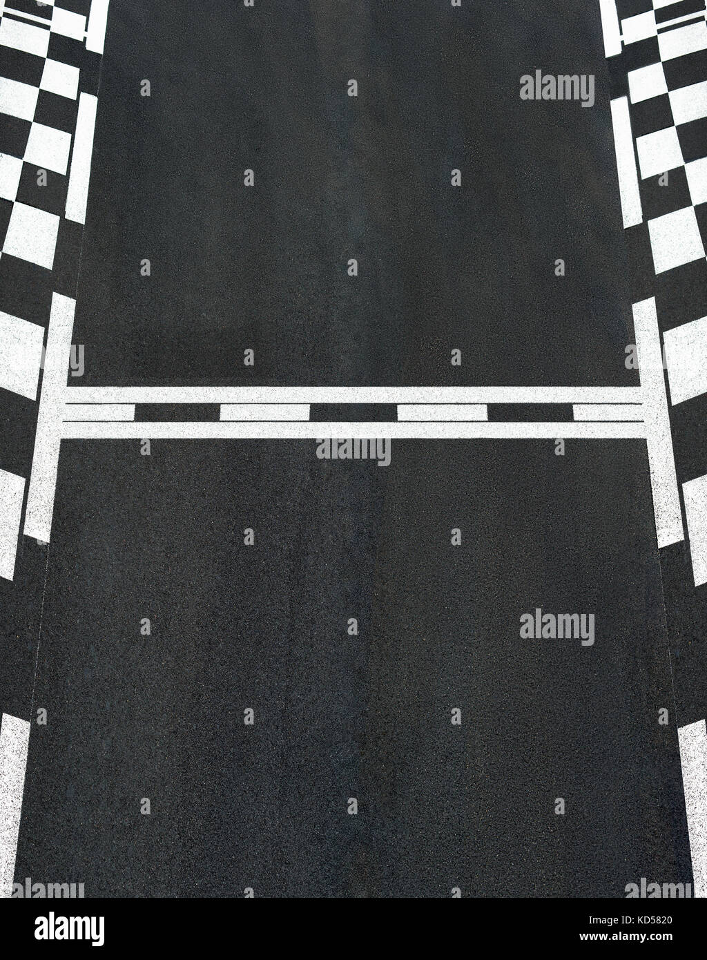 Start and Finish motor race line asphalt texture on Grand Prix street circuit Stock Photo