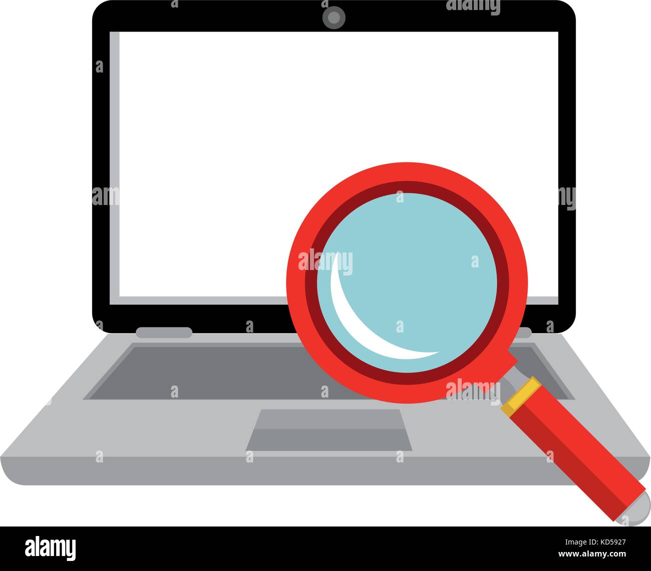 laptop computer with magnifying glass vector illustration design Stock ...