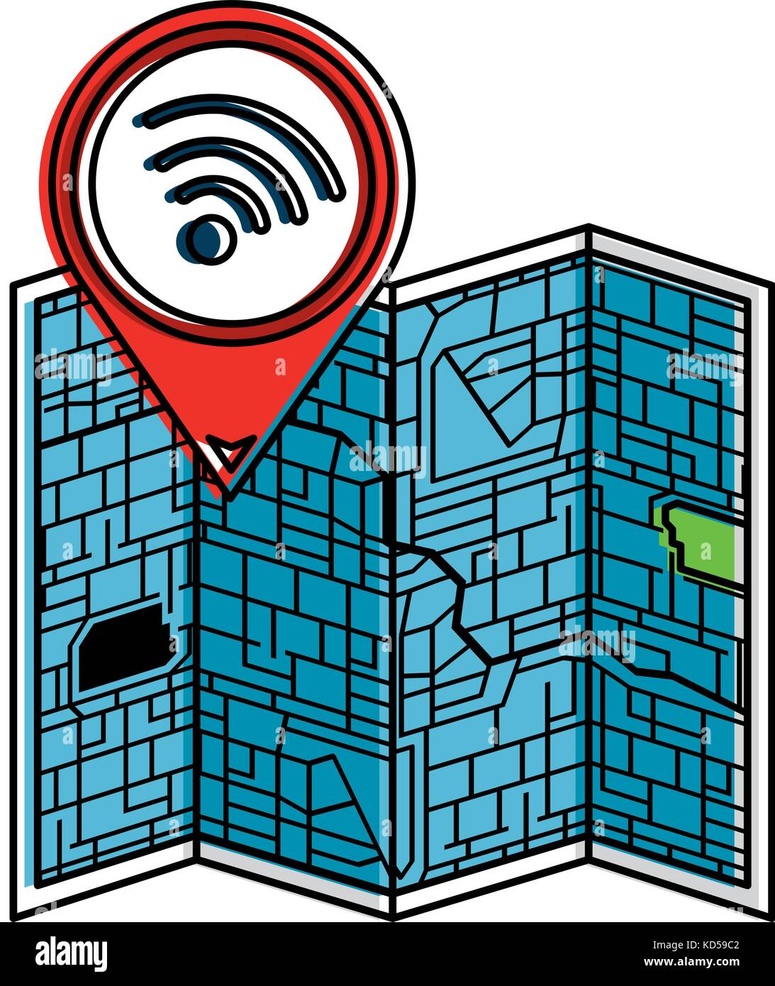paper map with pointer location isolated icon vector illustration ...