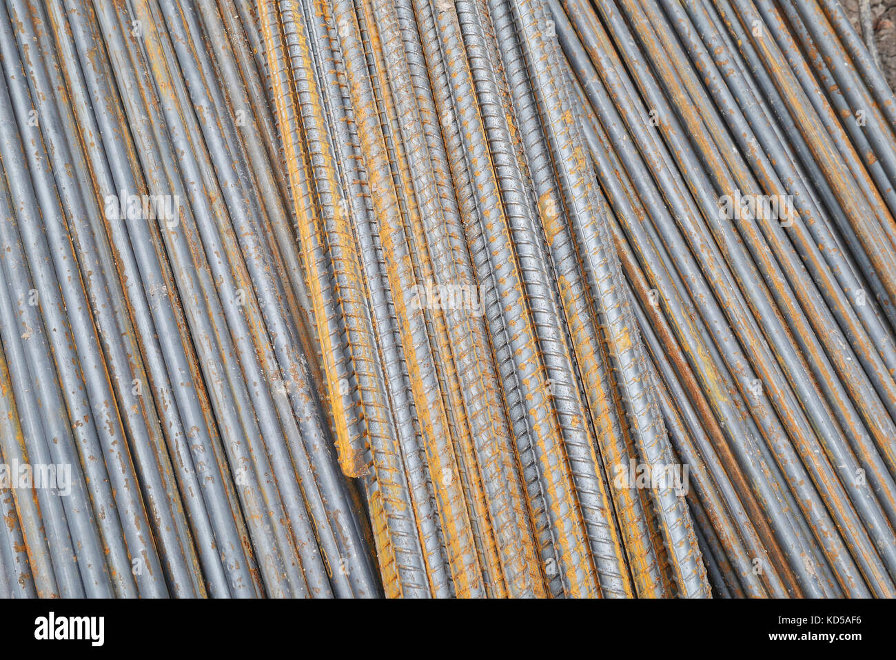 Steel rods or bars used to reinforce concrete in construction Stock ...