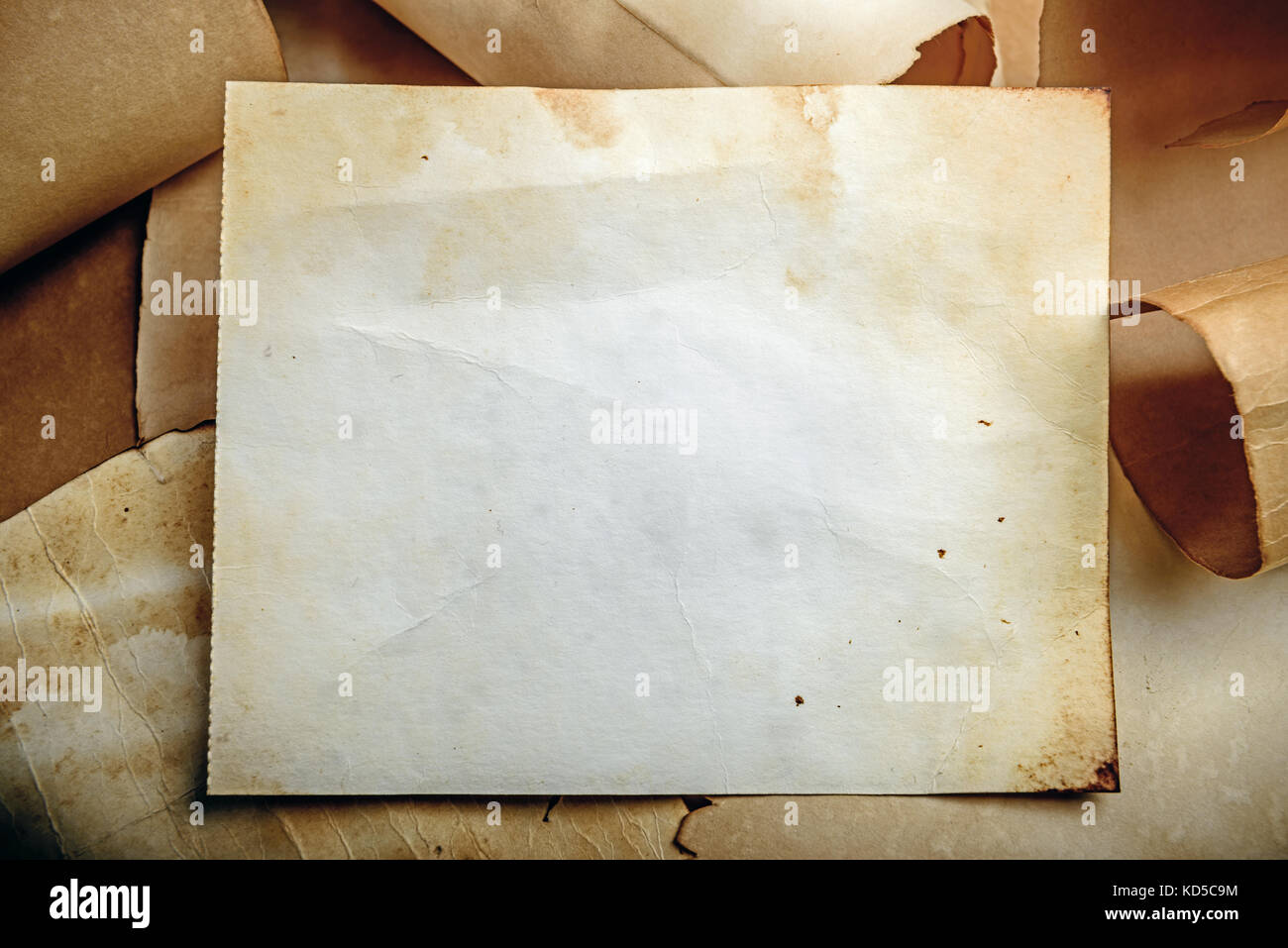 old  grunge paper background on torn  medieval scrolls document Stock Photo