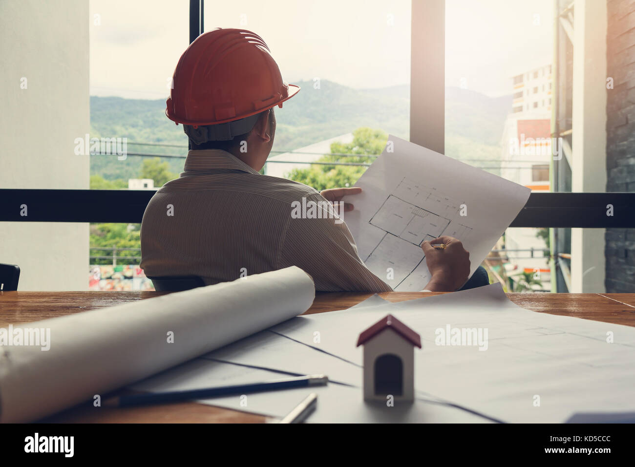 Engineer and Architect concept, Engineer Architects office team working