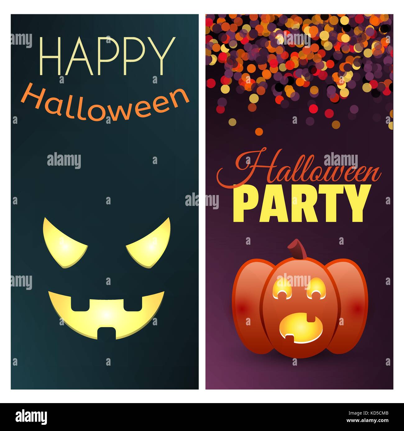 Happy halloween and halloween party banners. Set of vector design ...