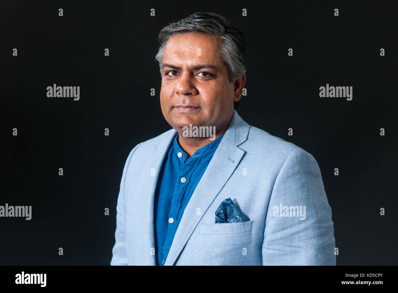 London-based Indian chef, restaurateur, and media personality Vivek Singh attends a photocall during the Edinburgh International Book Festival on Augu Stock Photo