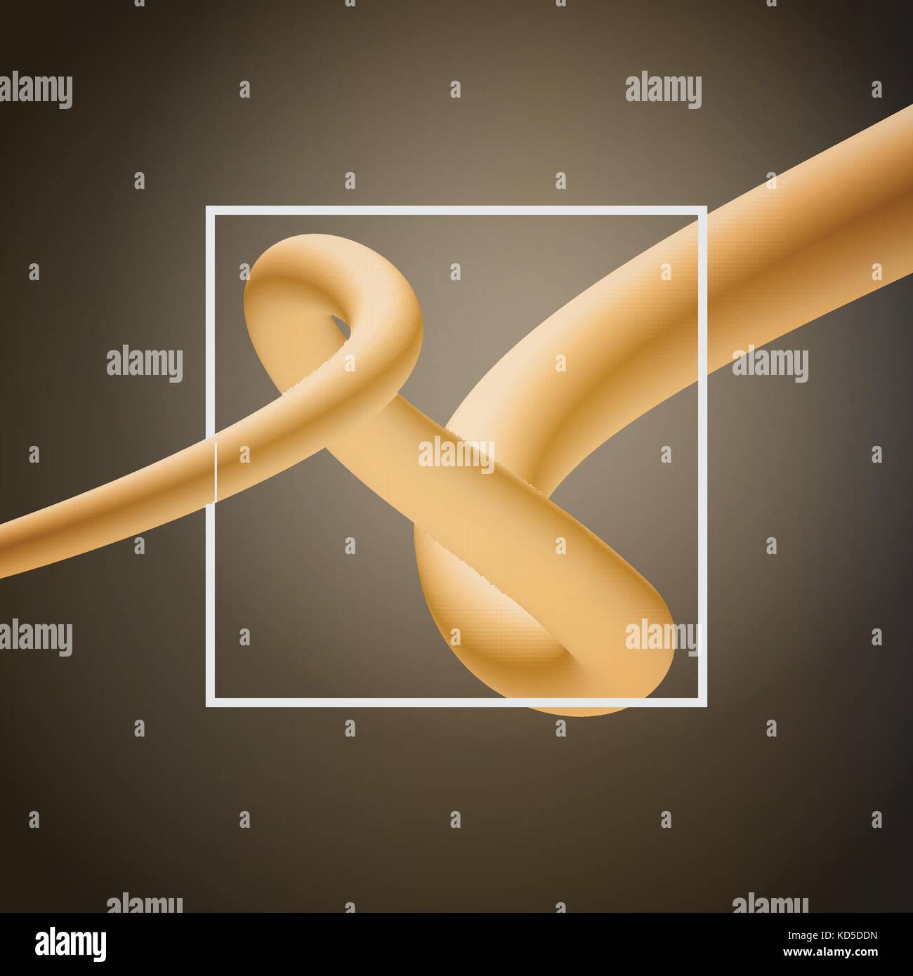 Abstract 3D Gold Curve Lines in White Frame on Brown Background - Vector Illustration for a Design Cover Stock Vector