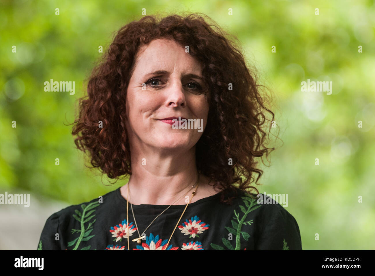 Northern Irish author of contemporary fiction Maggie O'Farrell attends a photocall during the Edinburgh International Book Festival on August 12, 2017 Stock Photo