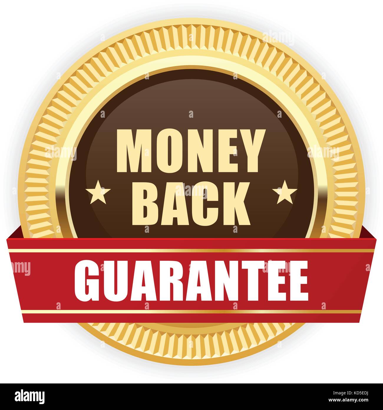 Golden medal Money Back guarantee Stock Vector