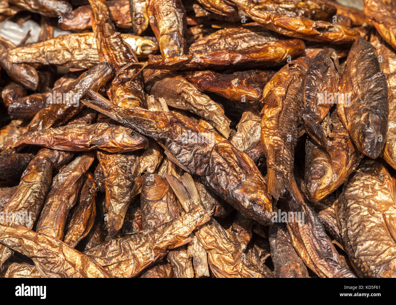 Dried fish for sale at a local market in Kathmandu, Nepal Stock Photo