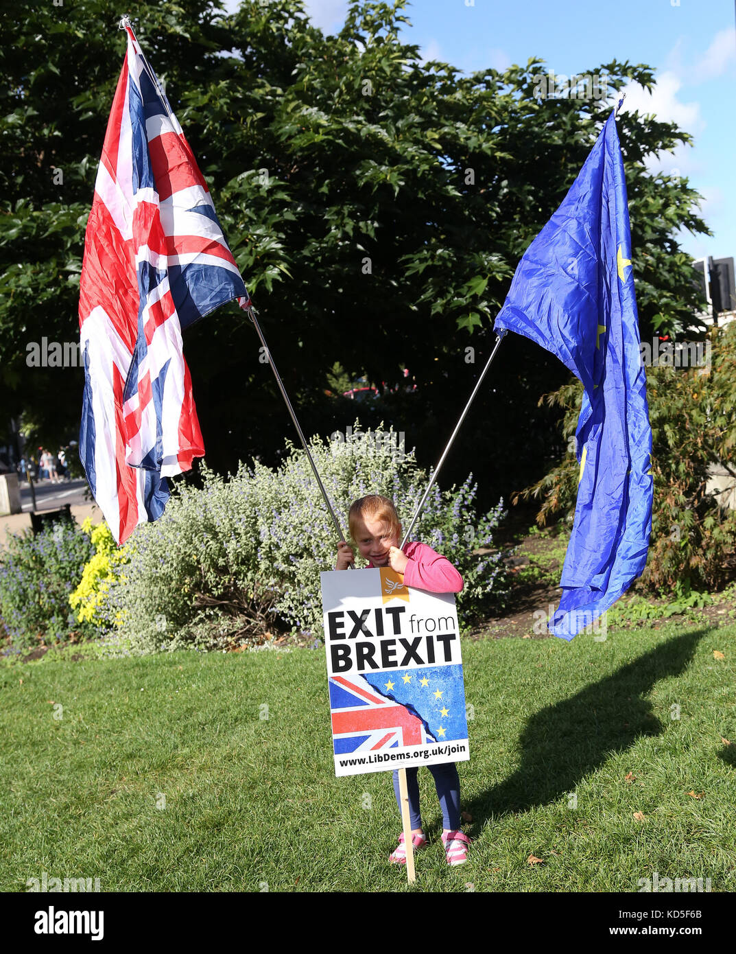 Thousands of anti-Brexit campaigners take part in the People’s March for Europe pro-EU rally in central London. The march and rally is being held against the 2016 Brexit decision – a democratic vote by the people of Britain.  Featuring: Atmosphere Where: London, United Kingdom When: 09 Sep 2017 Credit: Dinendra Haria/WENN.com Stock Photo
