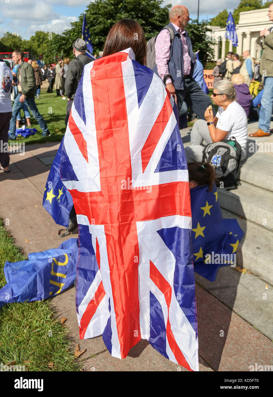 Thousands of anti-Brexit campaigners take part in the People’s March for Europe pro-EU rally in central London. The march and rally is being held against the 2016 Brexit decision – a democratic vote by the people of Britain.  Featuring: Atmosphere Where: London, United Kingdom When: 09 Sep 2017 Credit: Dinendra Haria/WENN.com Stock Photo