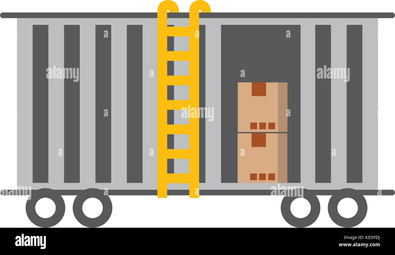 freight train cargo car container and boxes logistics transport design