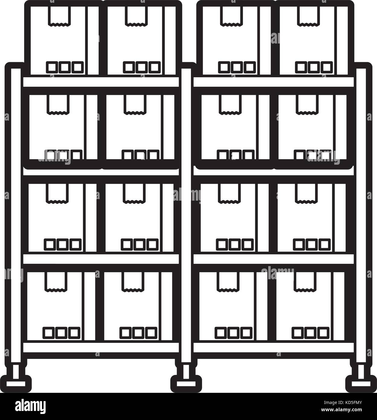 shelf with carton boxes warehouse storage cardboard cargo Stock Vector ...