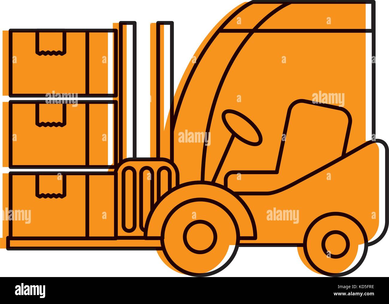 logistic forklift cardboard boxes transport cargo Stock Vector Image ...