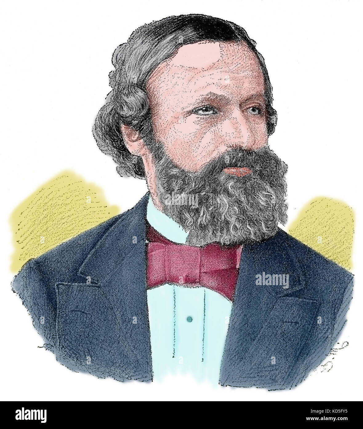 Gustav Kirchoff (1824-1887). German physicist. Engraving, Nuestro Siglo, 1883, Barcelona. Stock Photo