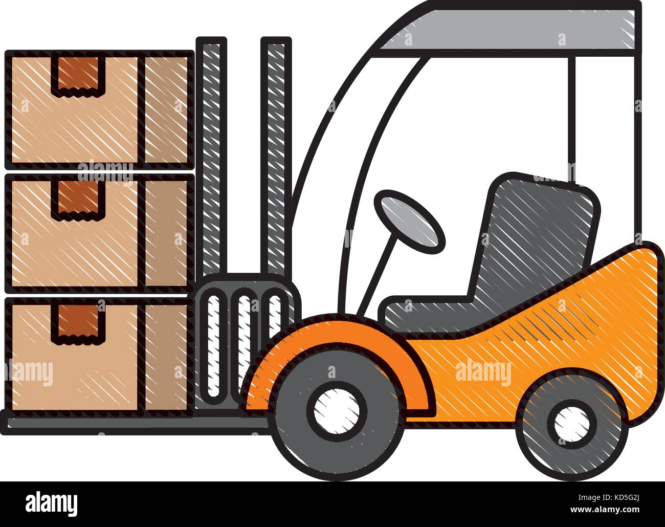 logistic forklift cardboard boxes transport cargo Stock Vector Image ...