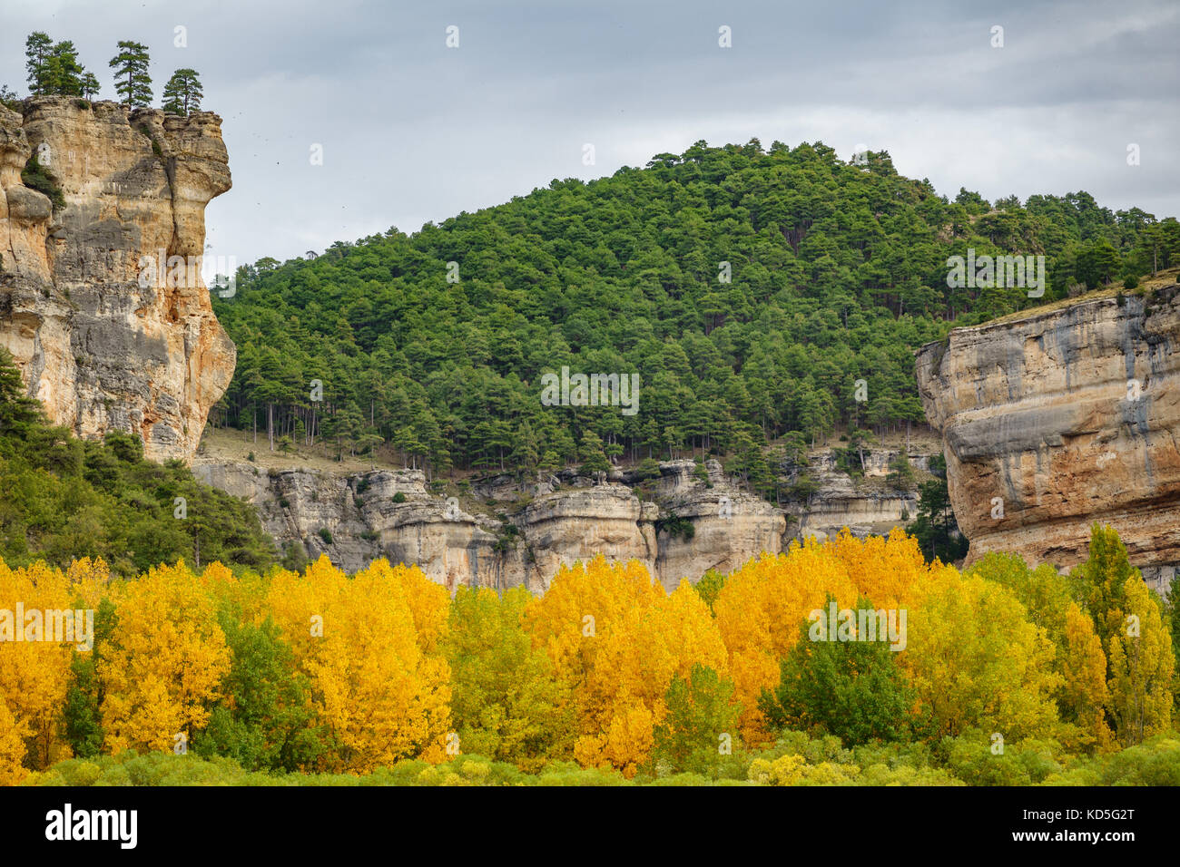 Autunm landscape with vertical rocks in Cuenca Stock Photo - Alamy